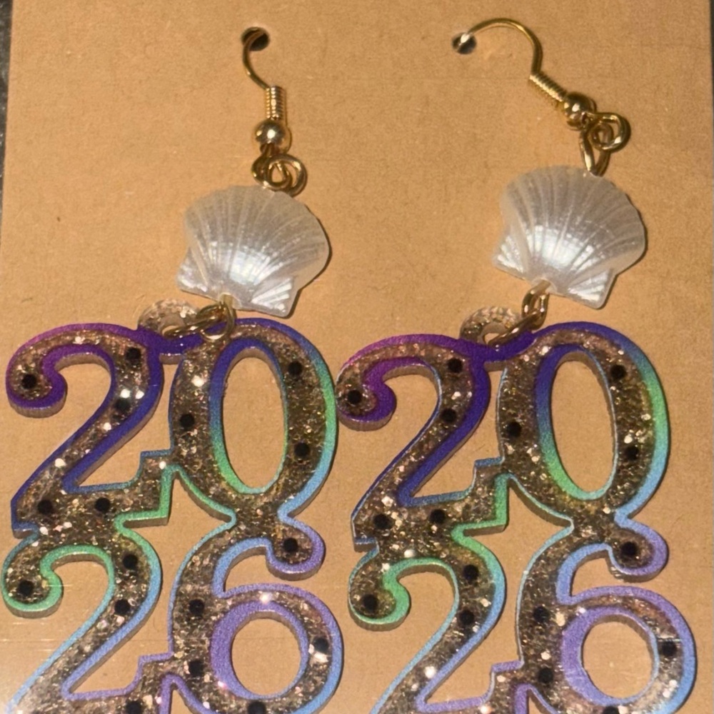 Colorful 2026 Earrings with Shell Accent